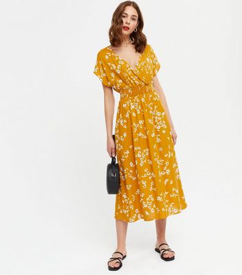 new look floral shirred dress