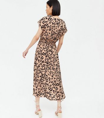 shirred animal print dress