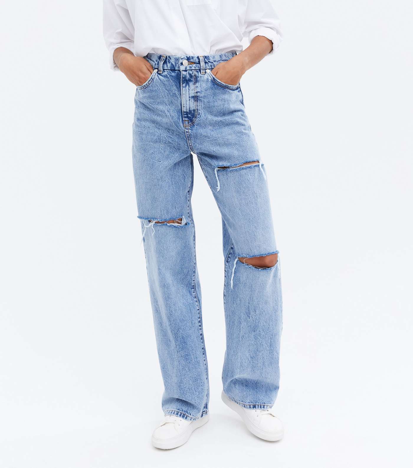 Blue Ripped Knee High Rise Sinead Baggy Fit Jeans Image 2
