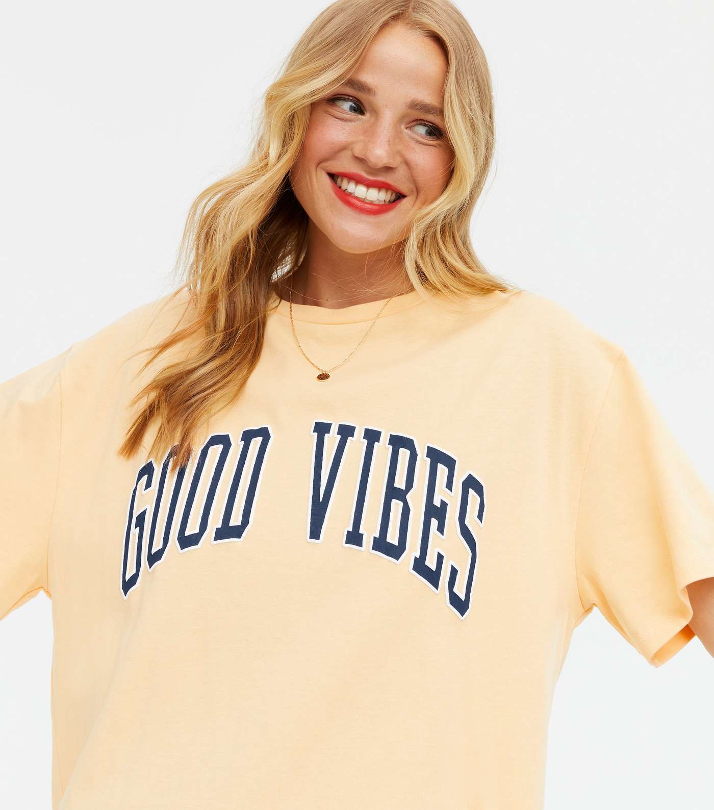 Yellow Good Vibes Varsity Logo T-Shirt Dress Image 3