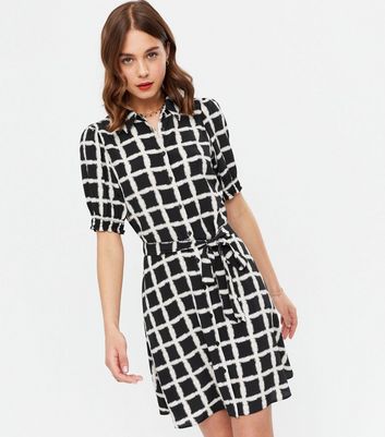 Black and white on sale check dress new look