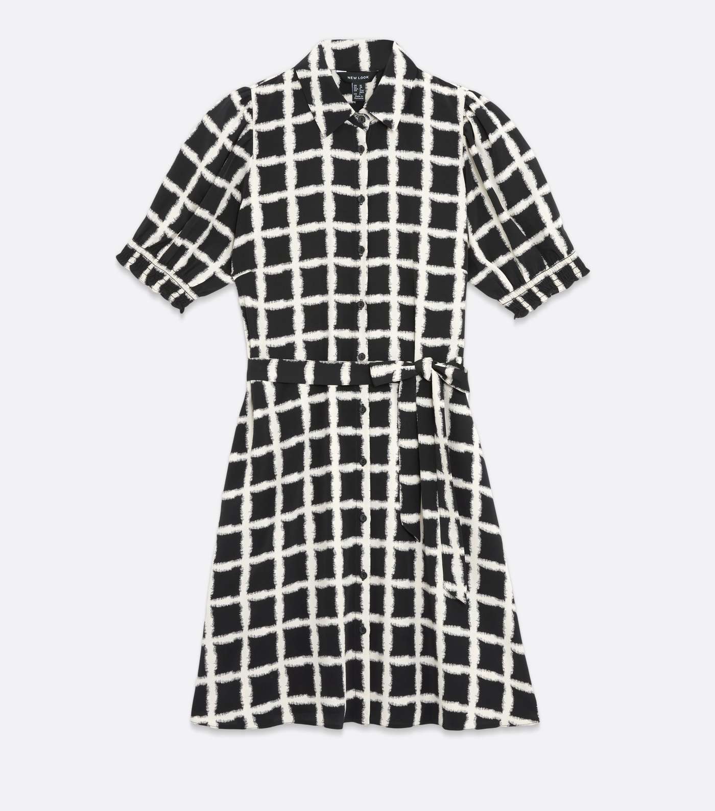 Black Check Belted Mini Shirt Dress Image 5