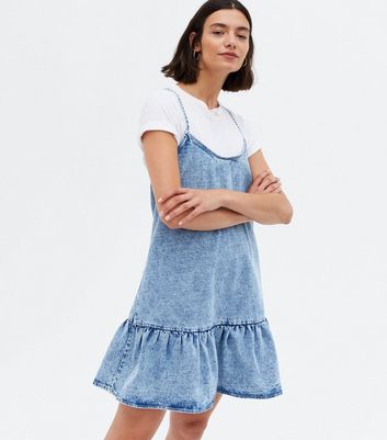 Denim frill shop hem dress