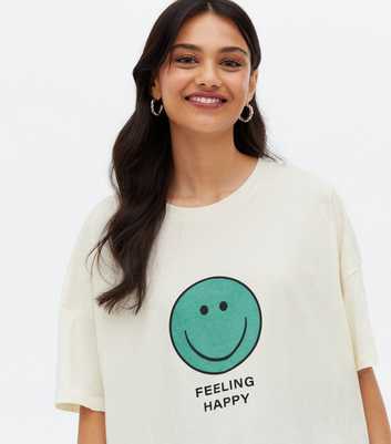 Noisy May Cream Feeling Happy Logo T-Shirt