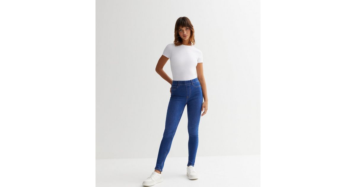 Bright Blue Mid Rise Lift & Shape Emilee Jeggings | New Look