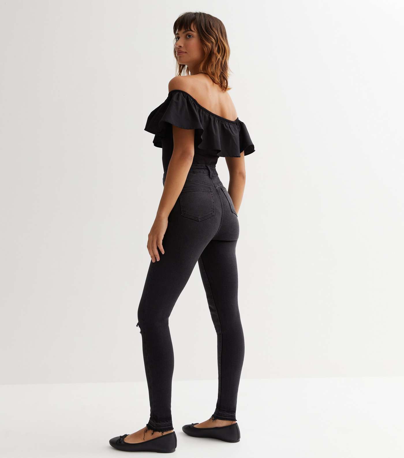 Black Ripped High Waist Hallie Super Skinny Jeans Image 4