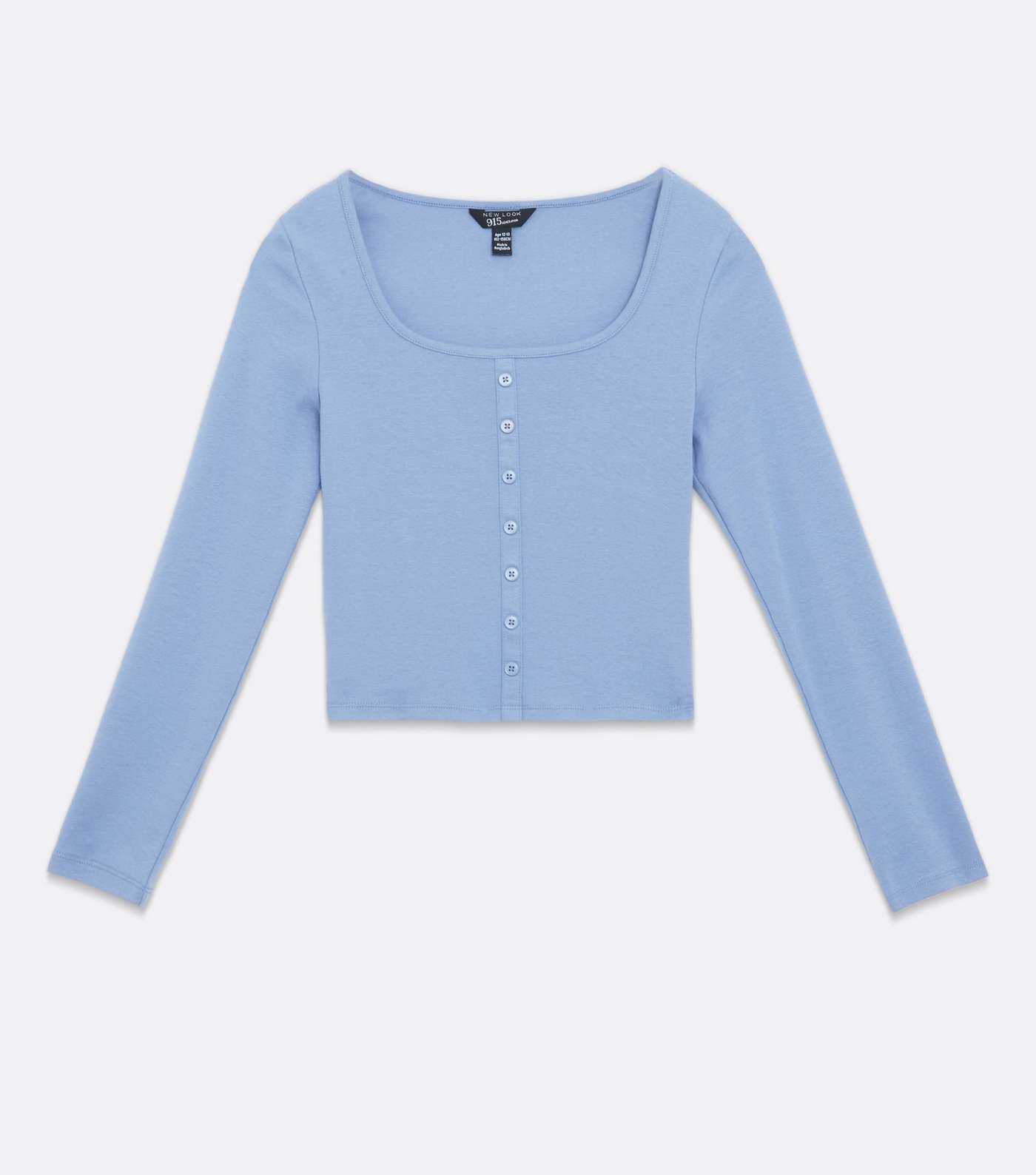 Girls Blue Scoop Neck Button Long Sleeve Top Image 5