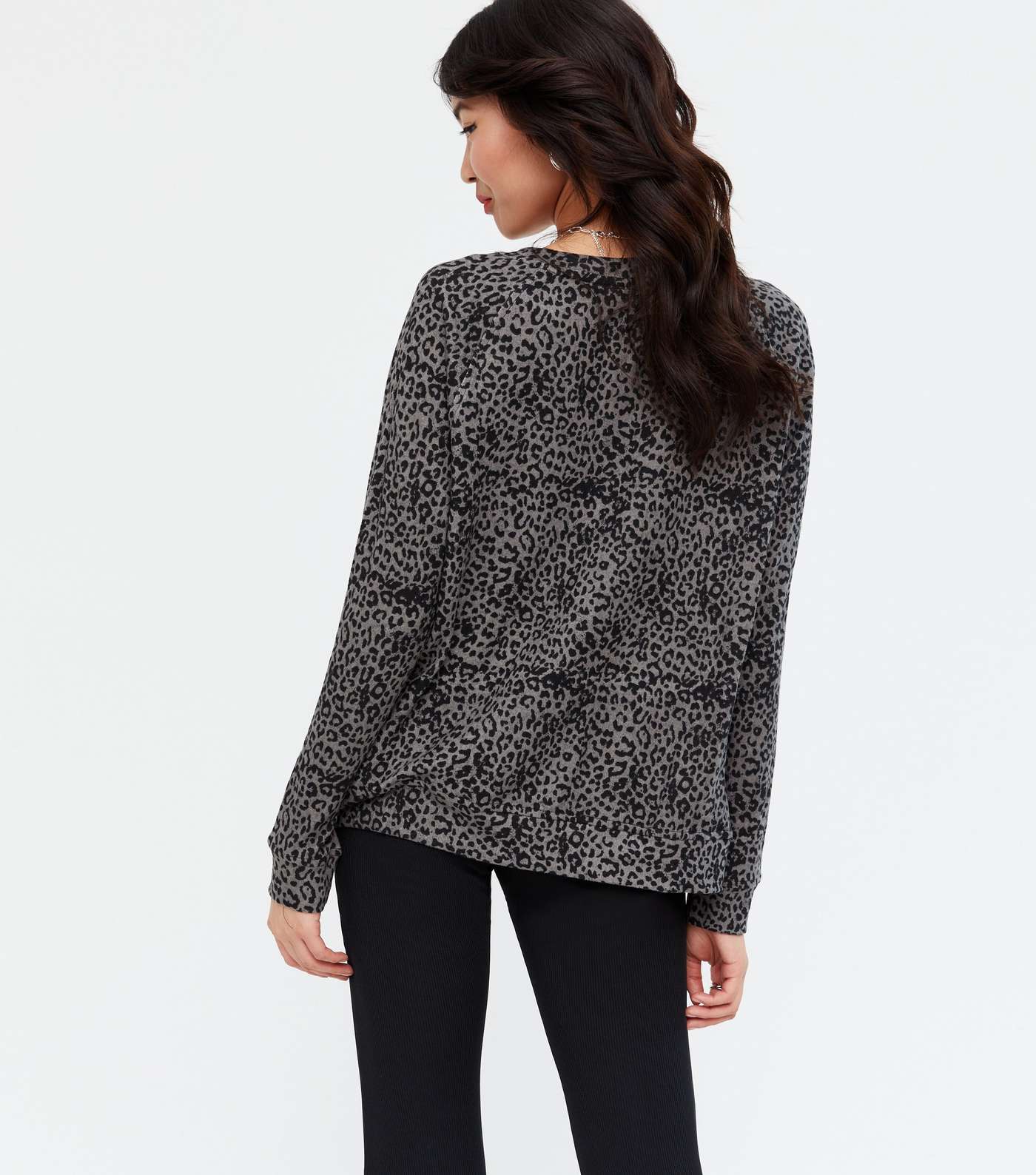 Yumi Khaki Leopard Print Sweatshirt Image 4