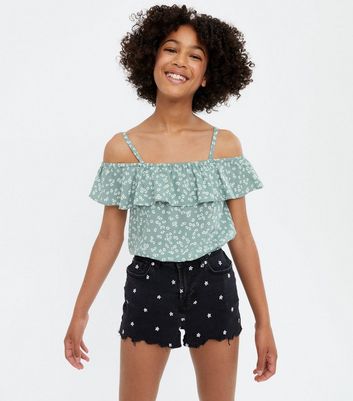 teal off shoulder top