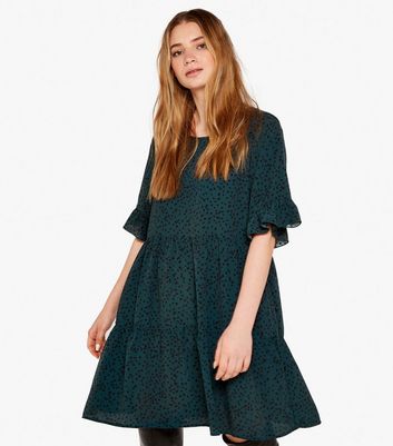 Apricot Green Animal Print Frill Tiered 