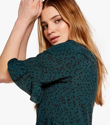 Apricot Green Animal Print Frill Tiered 