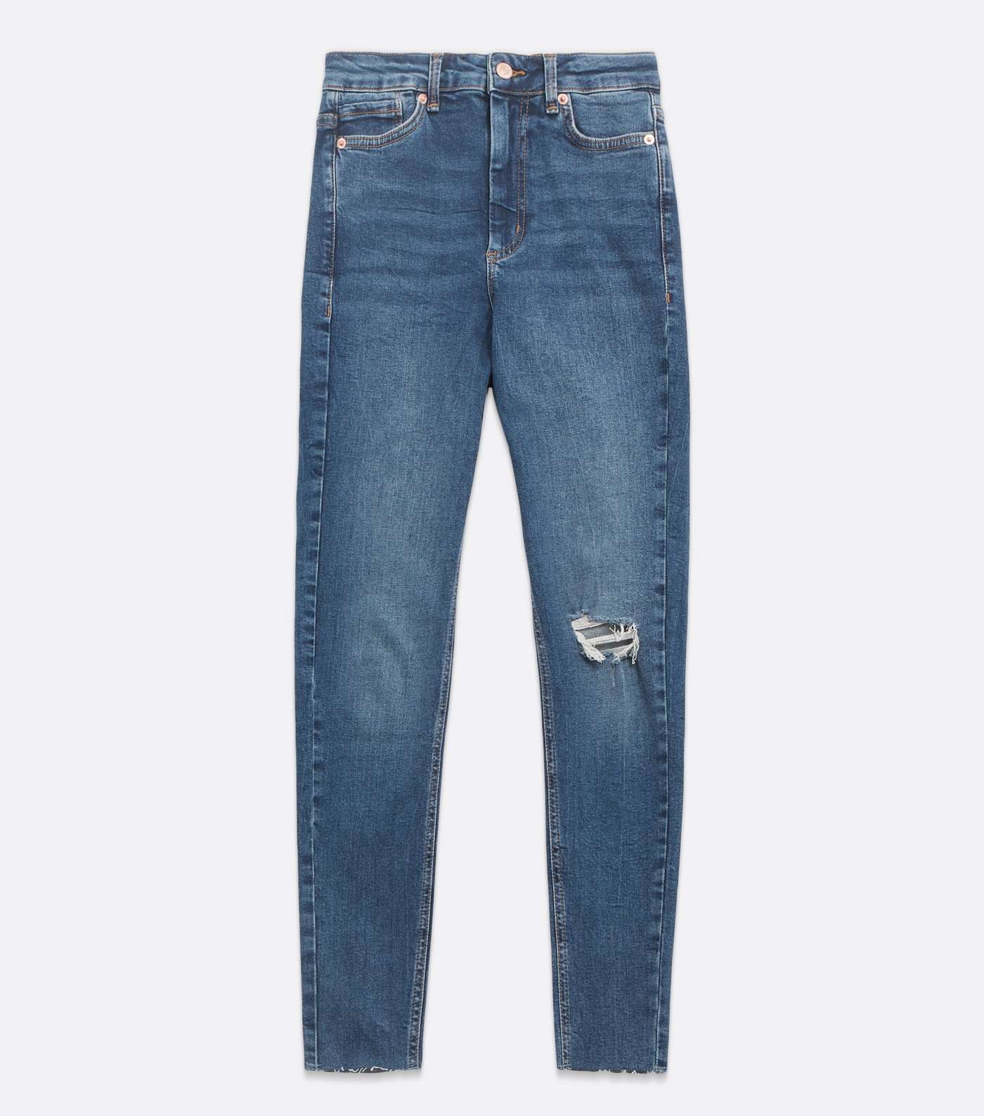 Blue Ripped Knee High Rise Ashleigh Skinny Jeans Image 5