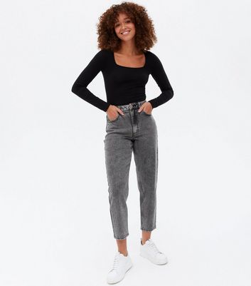 high waisted acid wash mom jeans 