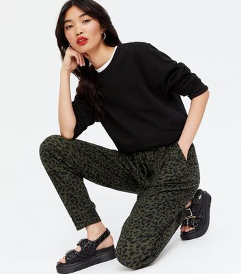 Khaki best sale leopard joggers