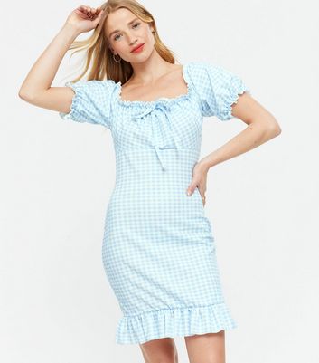 gingham dress blue