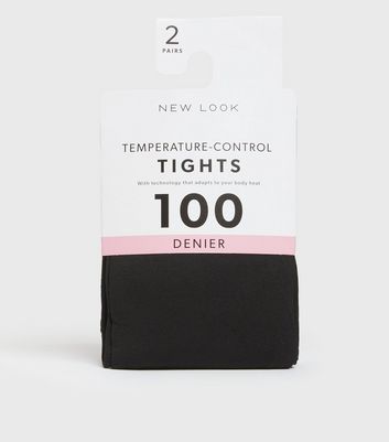 2 Pack Black 100 Denier Temperature Control Tights