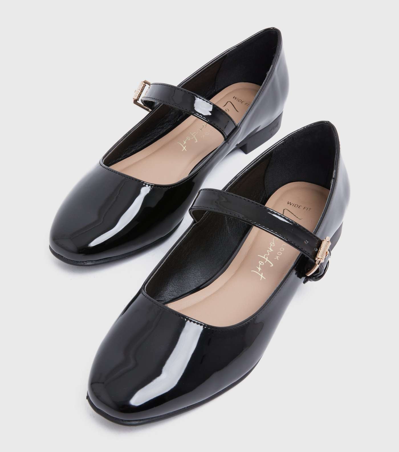 Wide Fit Black Patent Mary Jane Shoes  Image 3