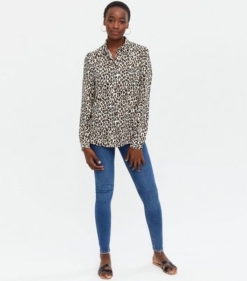 Tall Brown Leopard Print Long Shirt New Look