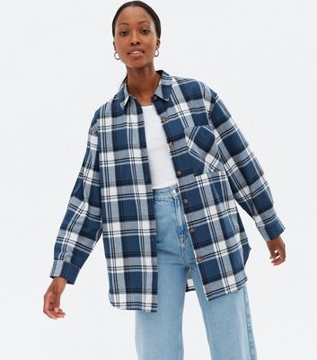 Check Oversized Long Sleeve Shirt 
