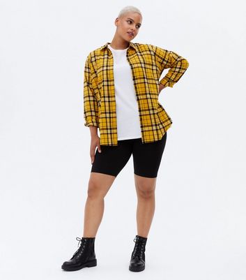 Curves Yellow Check Long Shirt | New Look