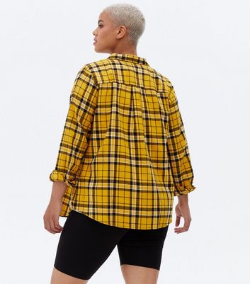 Curves Yellow Check Long Shirt | New Look
