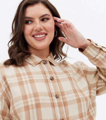 Click to view product details and reviews for Curves Pink Check Brushed Shirt New Look.