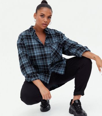 Curves Blue Check Pocket Front 