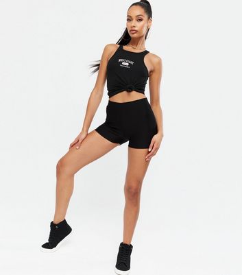 black mini cycling shorts