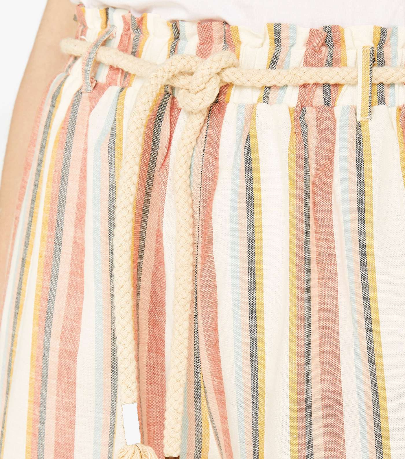 Apricot Stone Stripe Tie Waist Crop Trousers Image 3