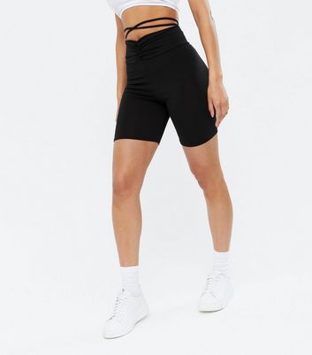 Black Tie Waist Cycling Shorts | New Look