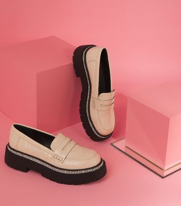 shop for Live it Up Off White Faux Croc Embellished Chunky Loafers New Look Vegan at Shopo