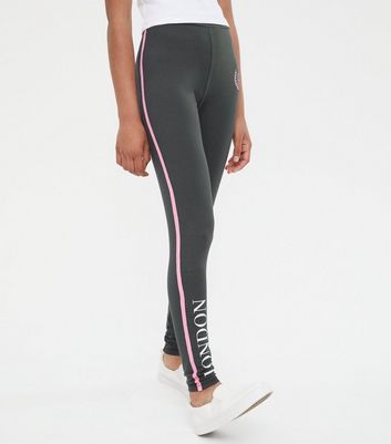 Girls Dark Grey Side Stripe London Logo 
