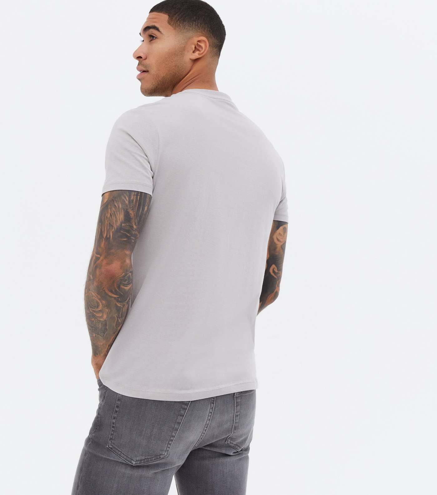 Pale Grey Short Sleeve Crew Neck T-Shirt Image 4