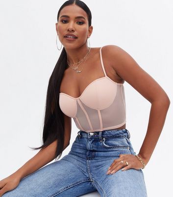 Click to view product details and reviews for Pale Pink Mesh Bustier Crop Top New Look.