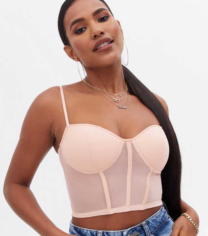 White Mesh Bustier Crop Top