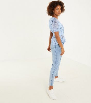 Damen Bekleidung QUIZ Pale Blue Heart Chiffon Frill Peplum Blouse Damen Bekleidung QUIZ Pale Blue Heart Chiffon Frill Peplum Blouse