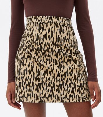 Damen Bekleidung Brown Leopard Print High Waist Mini Skirt Damen Bekleidung Brown Leopard Print High Waist Mini Skirt