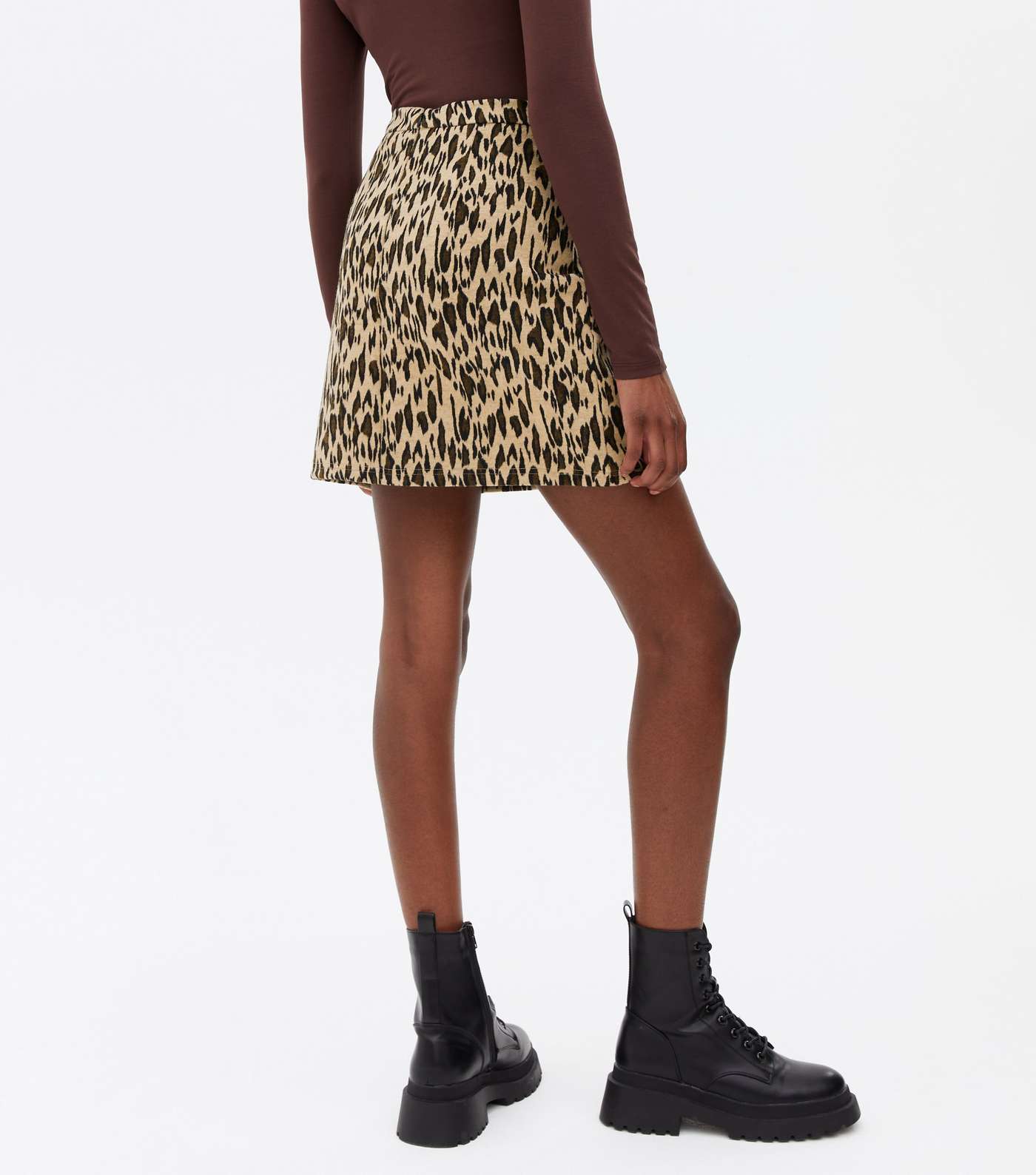 Brown Leopard Print High Waist Mini Skirt Image 4