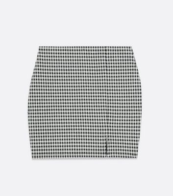 Black and white outlet check skirt new look