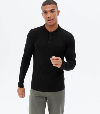 mens long sleeve polo shirts muscle fit