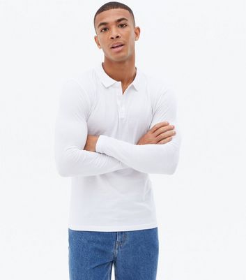 white muscle fit polo