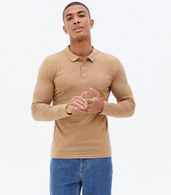 muscle fit long sleeve polo