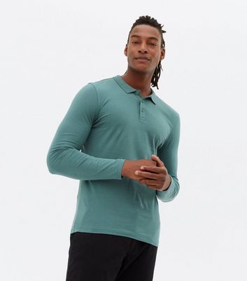 mens muscle fit long sleeve polo