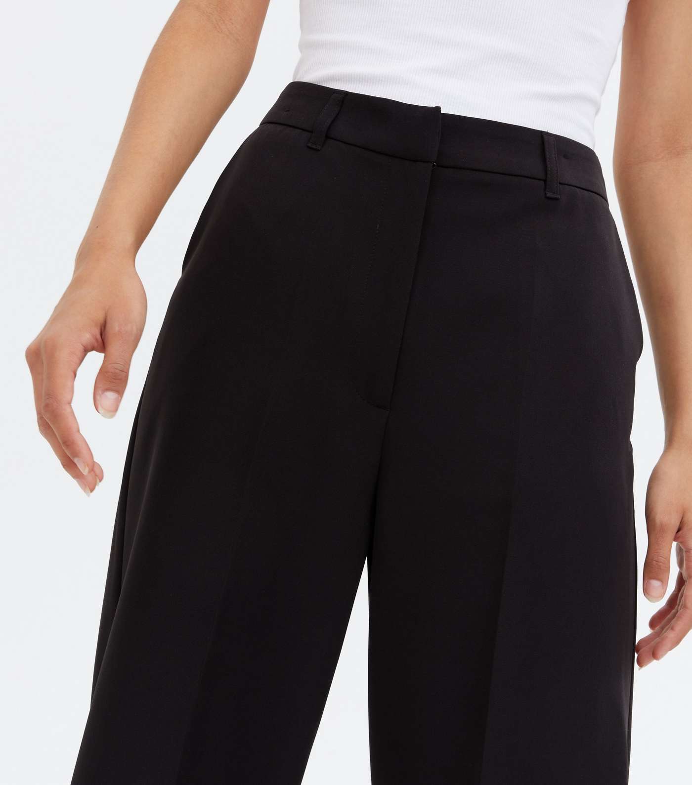 Black Wide Leg Tailored Trousers Image 3