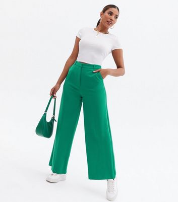 Green Wide Leg Tailored Trousers | New Look