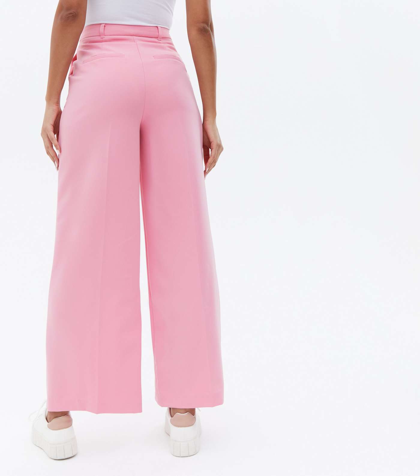 Mid Pink Wide Leg Tailored Trousers Image 4