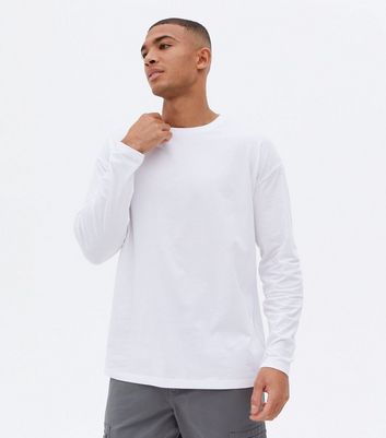 mens plain white long sleeve t shirt