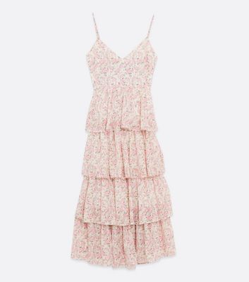 new look pink tiered dress