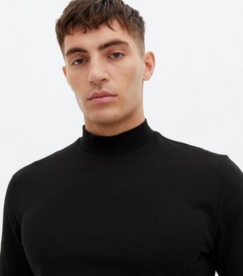 Black High Neck Long Sleeve Slim Fit Top | New Look