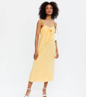 Yellow midi hot sale slip dress